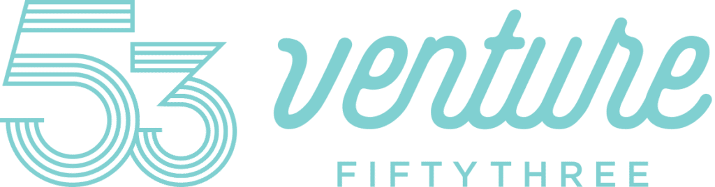 Venture53 Fintech Research logo with striped number and teal lettering