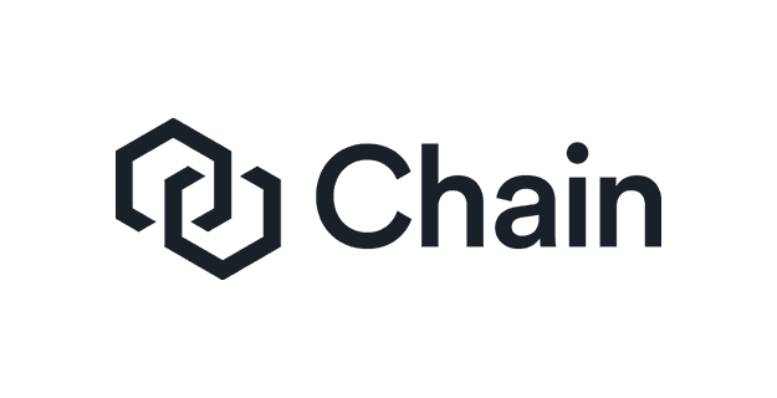 Chain logo with linked geometric icon and bold black wordmark