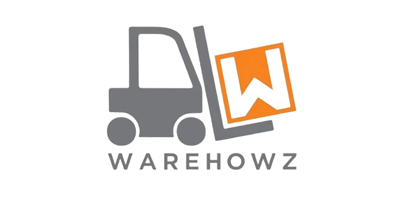 Warehouz logo with outlined warehouse letters and orange accent