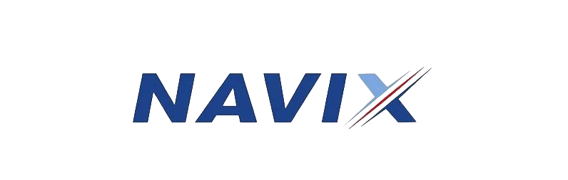 NAVIX logistics technology logo in blue on black background
