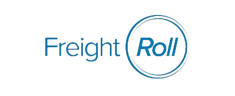 FreightRoll logo in blue lettering on a dark background
