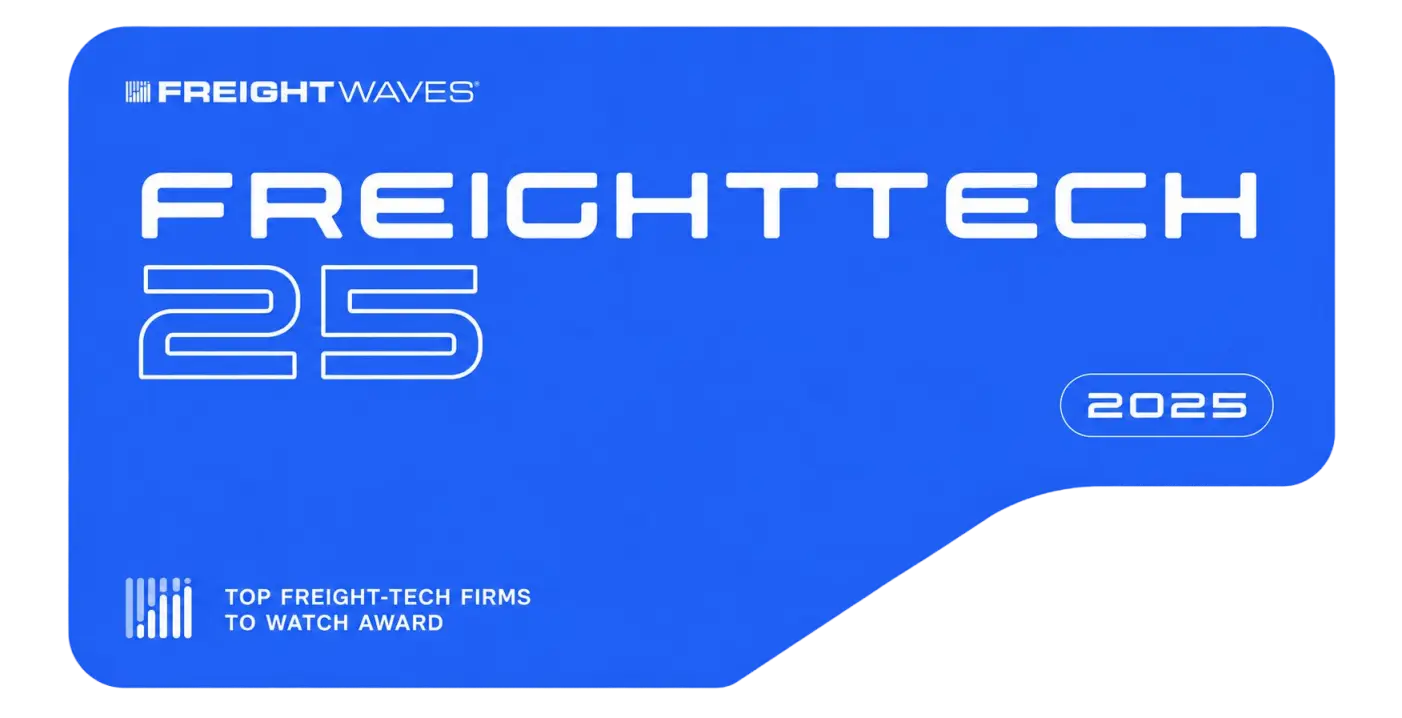FreightWaves FreightTech 25 2025 blue award graphic on dark background