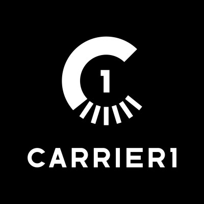Carrier One logistics logo with white circular road symbol on black